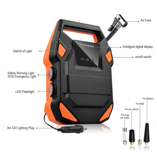 Digital Tire Inflator DC 12V Car Portable Air Compressor Pump 150 PSI Car Air Compressor for Auto Car Motorcycles Bicycle