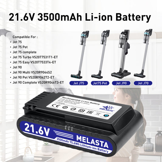 Melasta 3.5Ah 21.6V Replacement Battery for Samsung Jet 75, Jet 75+, Jet 75 Pet, Jet 90, Jet 90 Multi, Jet 90 pet Vacuum Cleaner