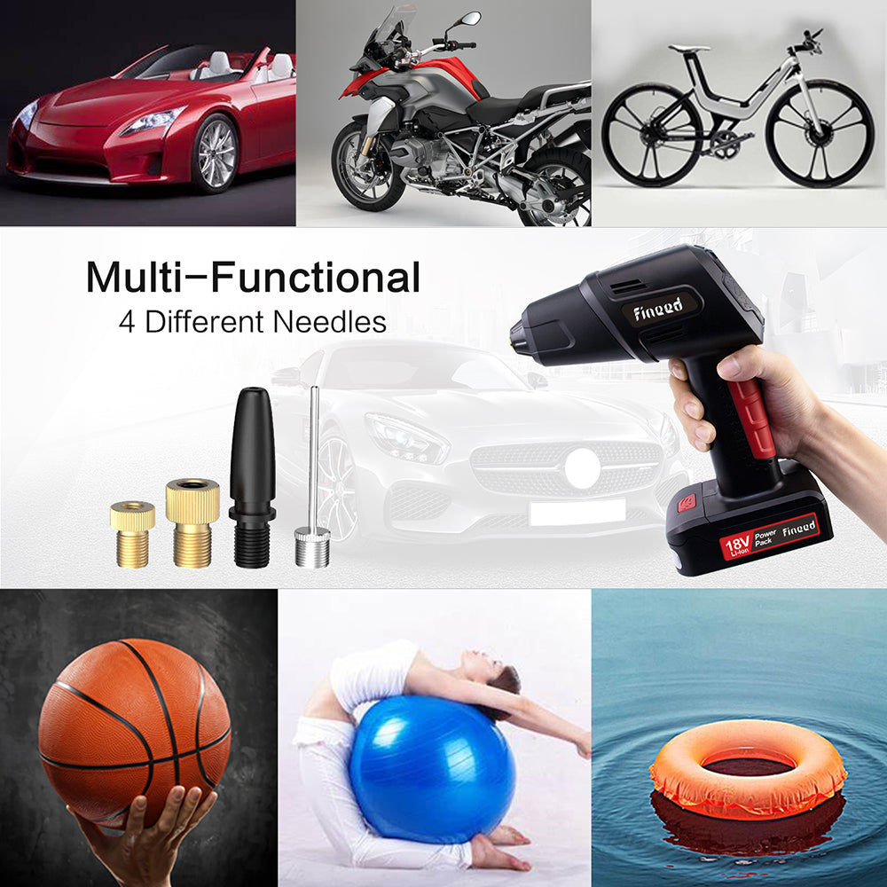 18V Inflator 150 PSI Portable Electric Pump With 2000mAh Battery Air Compressor 55L/Min High Speed For Cars Motorcycles
