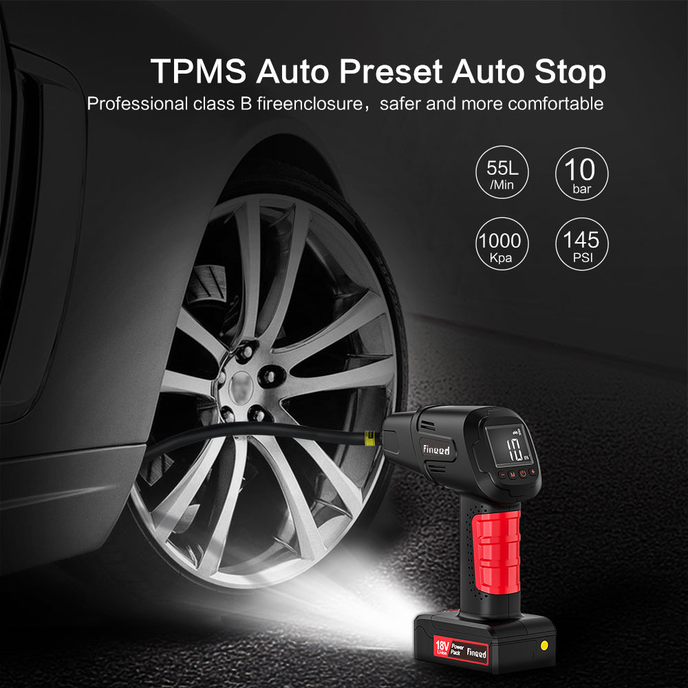 18V Inflator 150 PSI Portable Electric Pump With 2000mAh Battery Air Compressor 55L/Min High Speed For Cars Motorcycles