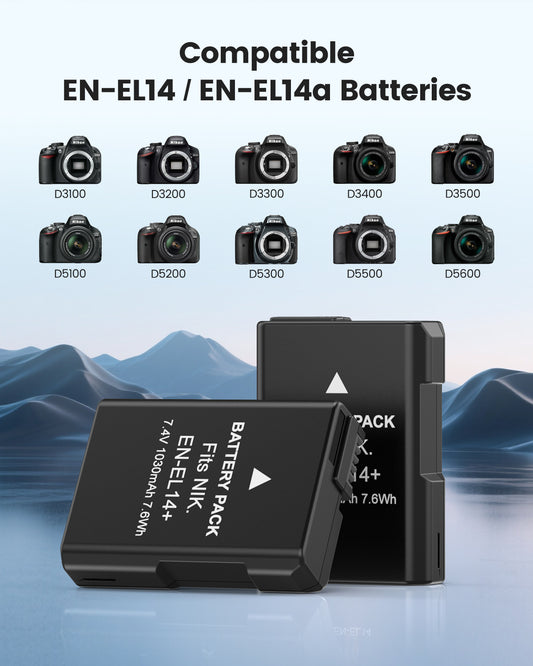 Nikon EN-EL14/14a Replacement Battery (2-Pack) and Dual Charger