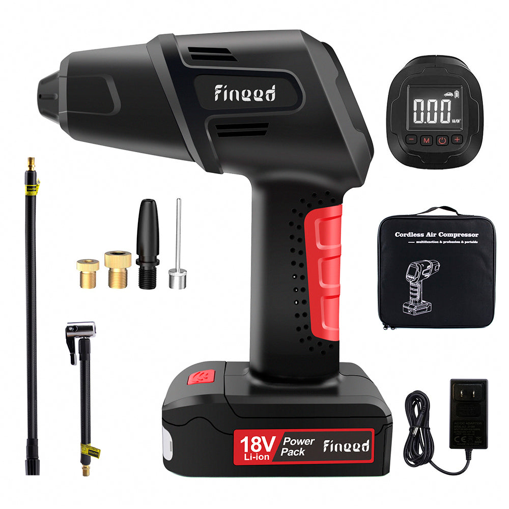 18V Inflator 150 PSI Portable Electric Pump With 2000mAh Battery Air Compressor 55L/Min High Speed For Cars Motorcycles