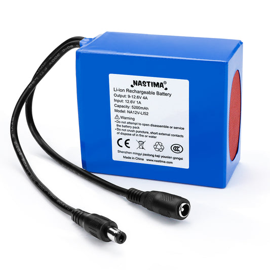 12V 5200mAh Rechargeable Li-ion Battery Pack for LED Strip/CCTV Camera/Router,Portable 12 Volt Battery DC5521 Interface