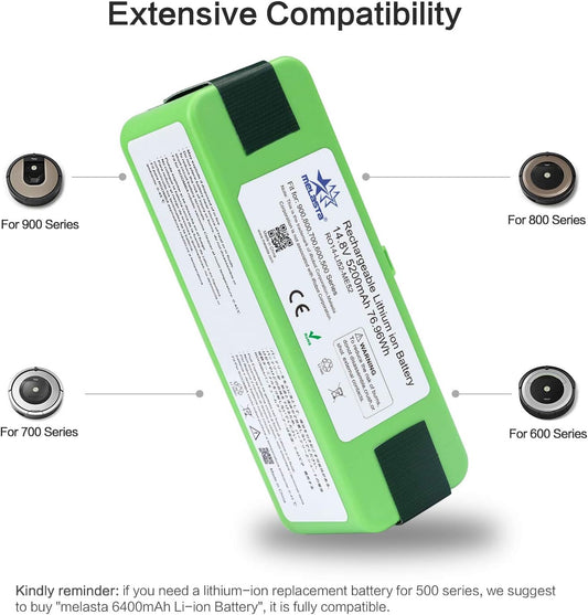 iRobot Roomba 900 800 700 600 Series Replacement Battery (5200 mAh, Lithium-Ion Battery )