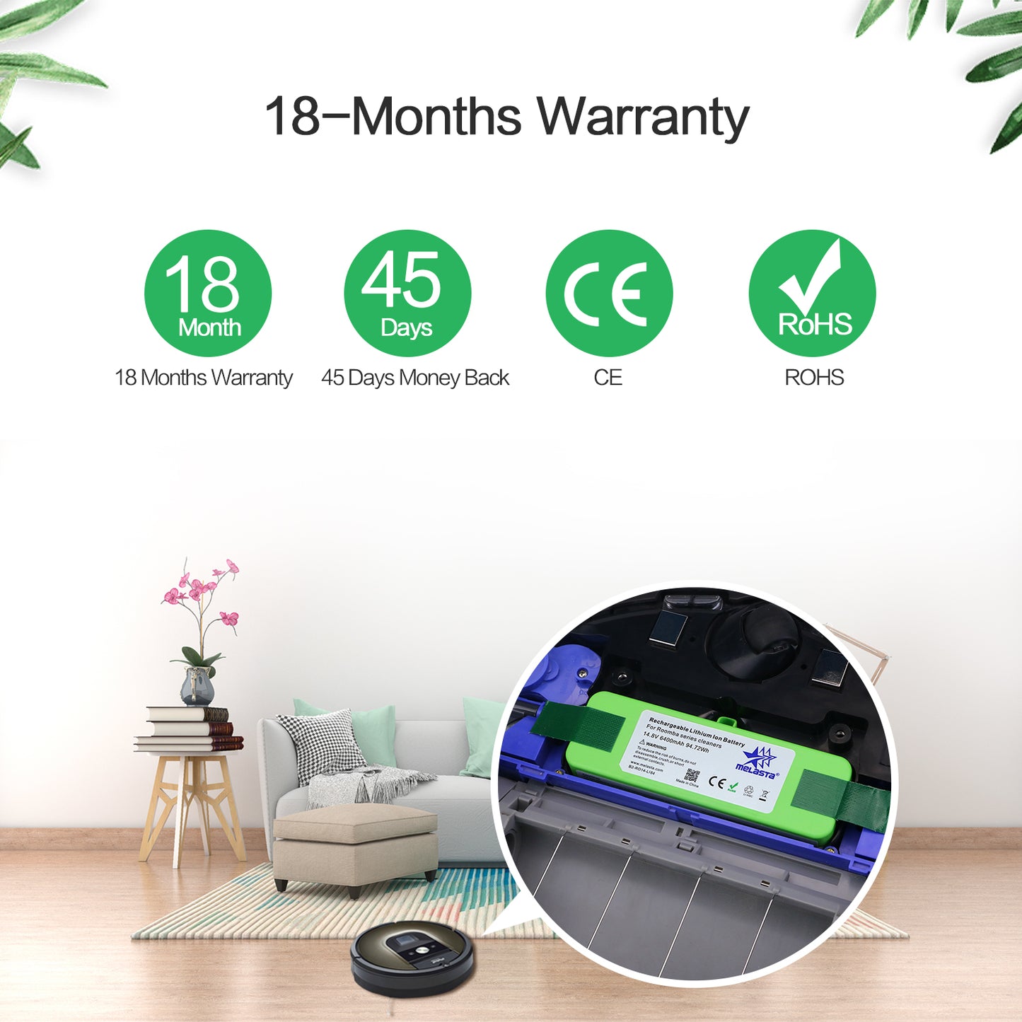 14.8V 5.2Ah Lithium Ion Battery for iRobot Roomba Cleaner 900 800 700 600 Series 960 980 981 965 895 890 860 695 692 690 680 675