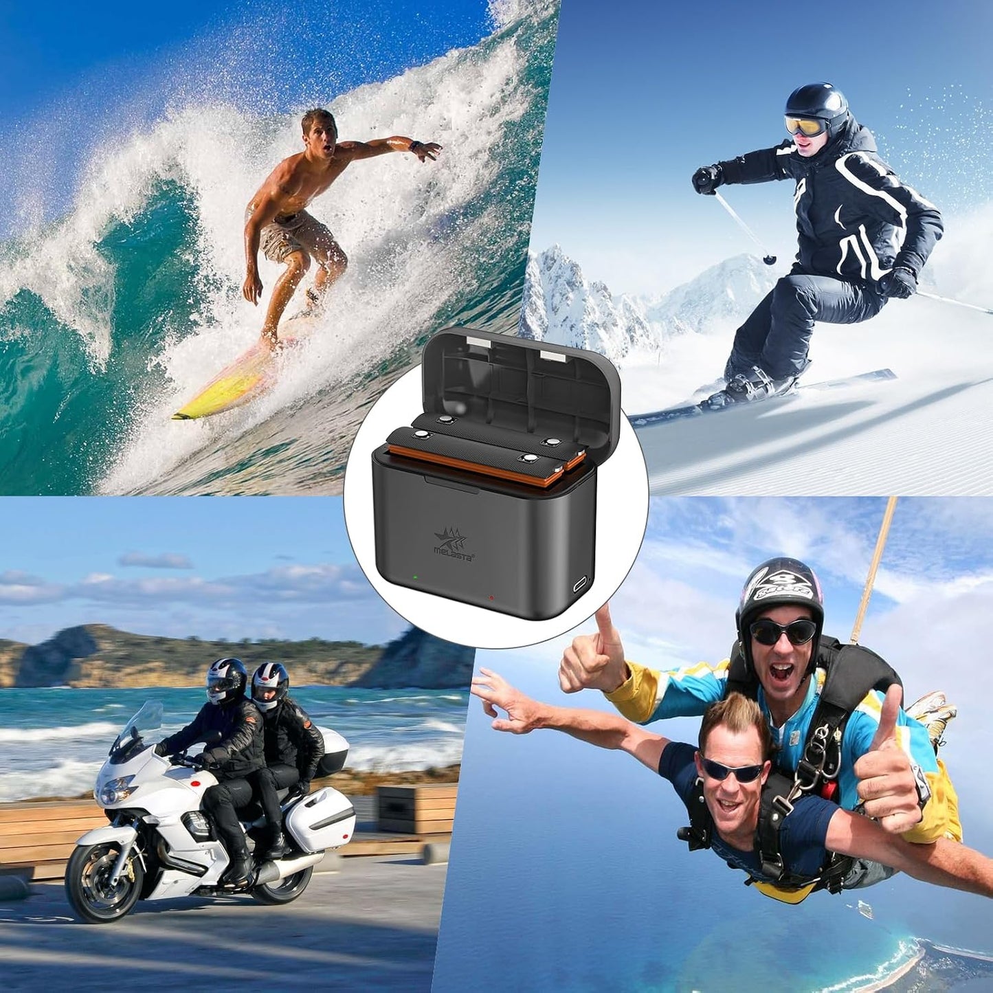 Melasta Insta360 X3 Battery Replacement - 1800mAh 2-Pack with Charger & USB-C