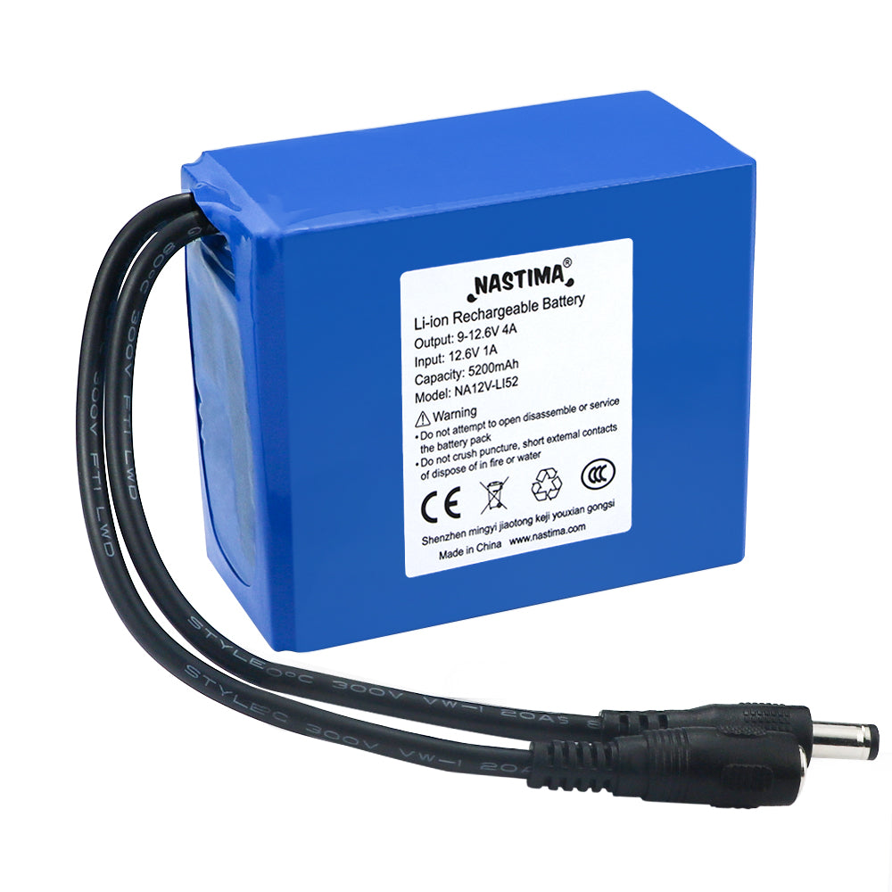 12V 5200mAh Rechargeable Li-ion Battery Pack for LED Strip/CCTV Camera/Router,Portable 12 Volt Battery DC5521 Interface