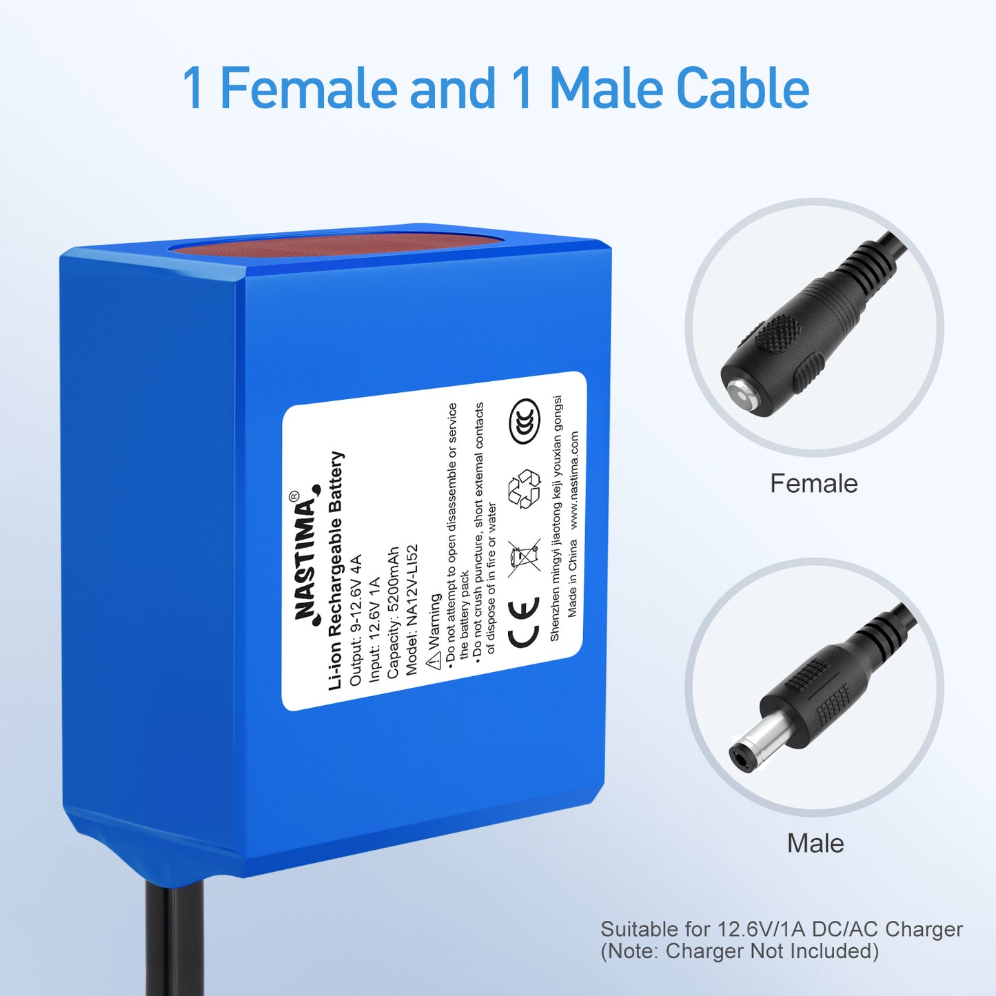 12V 5200mAh Rechargeable Li-ion Battery Pack for LED Strip/CCTV Camera/Router,Portable 12 Volt Battery DC5521 Interface