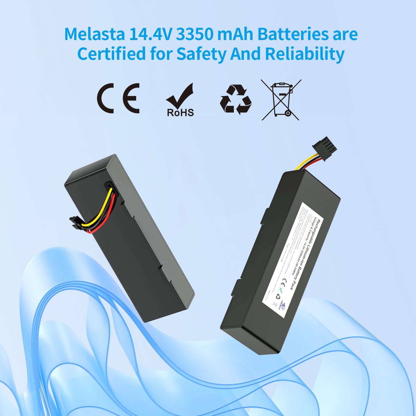 Melasta 14.4V 3350mAh Vacuum Cleaner Battery for Conga 3290 3390 3490 3590 3690 3790 3890 Series, Li-Ion Battery for Xiaomi Mop