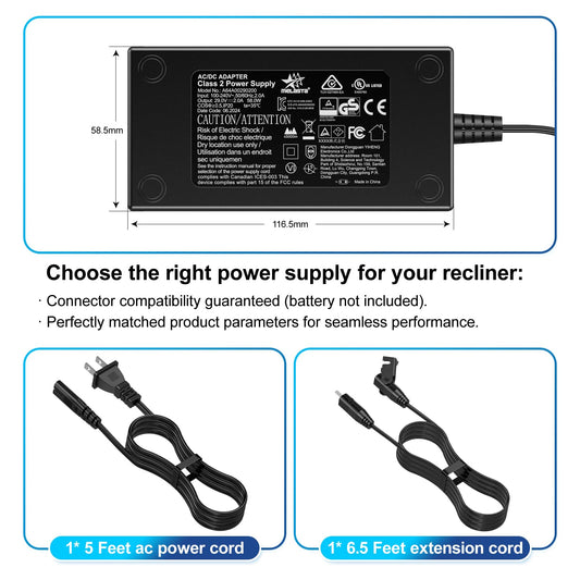 29V 2-Pin Power Supply for Recliner/Lift Chair – Class 2