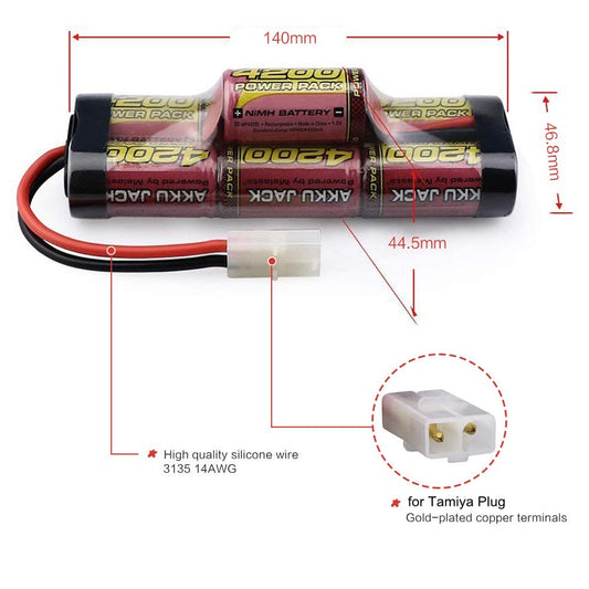 8.4V 4200mAh 7-Cell Hump NiMH Battery for RC Cars – Tamiya Plug