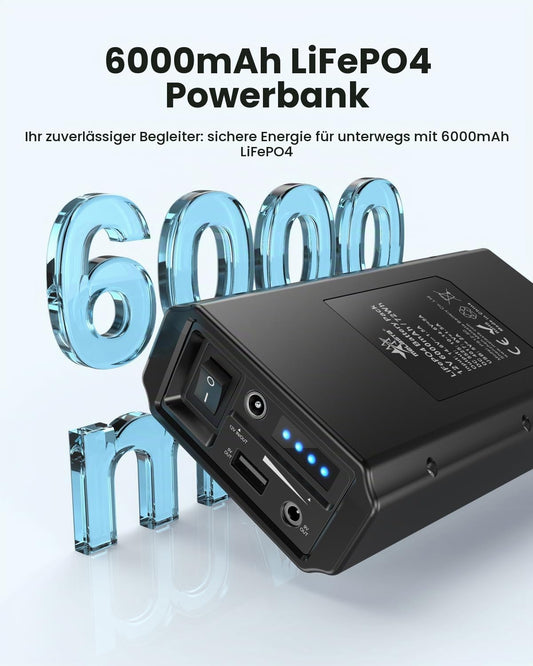 12V Power Bank for Routers & LED Lights 6000mAh LiFePO4 with 9V & USB-A