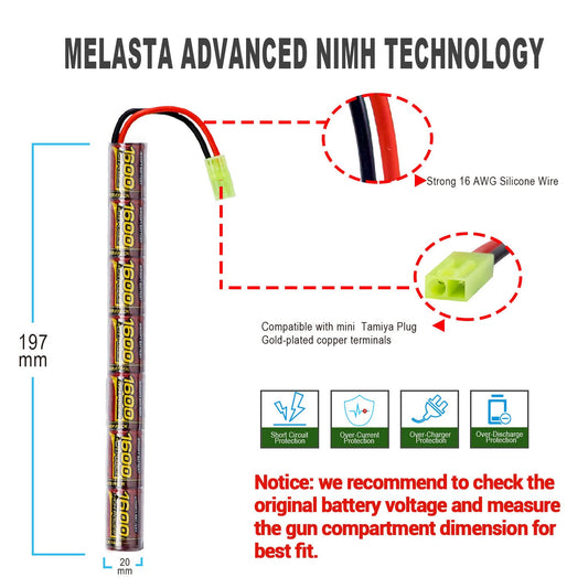 8.4V 1600mAh NiMH Airsoft Battery 2-Pack