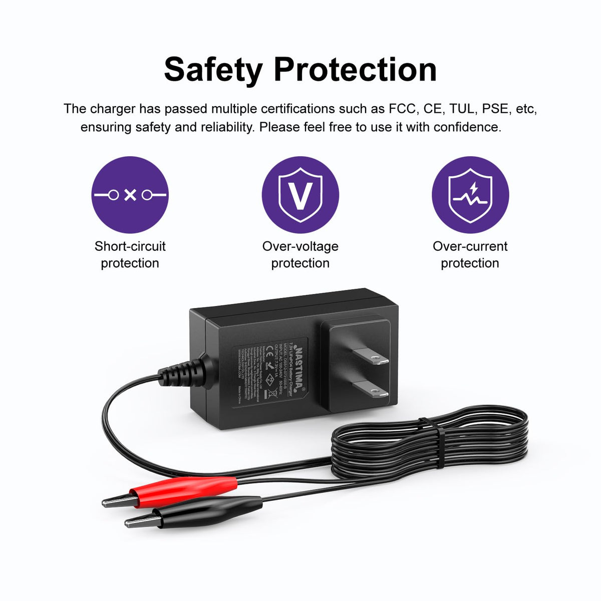 7.3V 1A Smart Charger for 6V LiFePO4 Battery