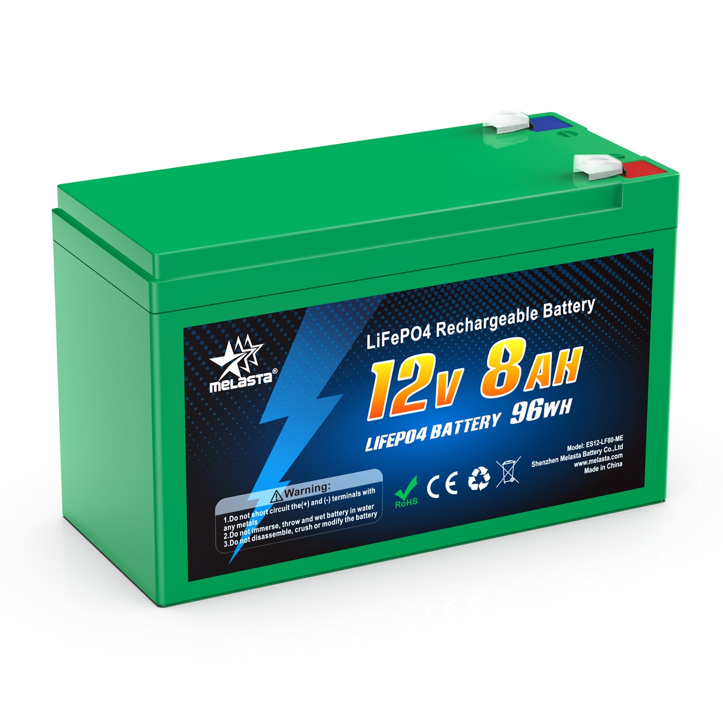 Melasta 12V 8Ah LiFePO4 Battery Pack Bulit-in BMS For Boat Motor Solar RV