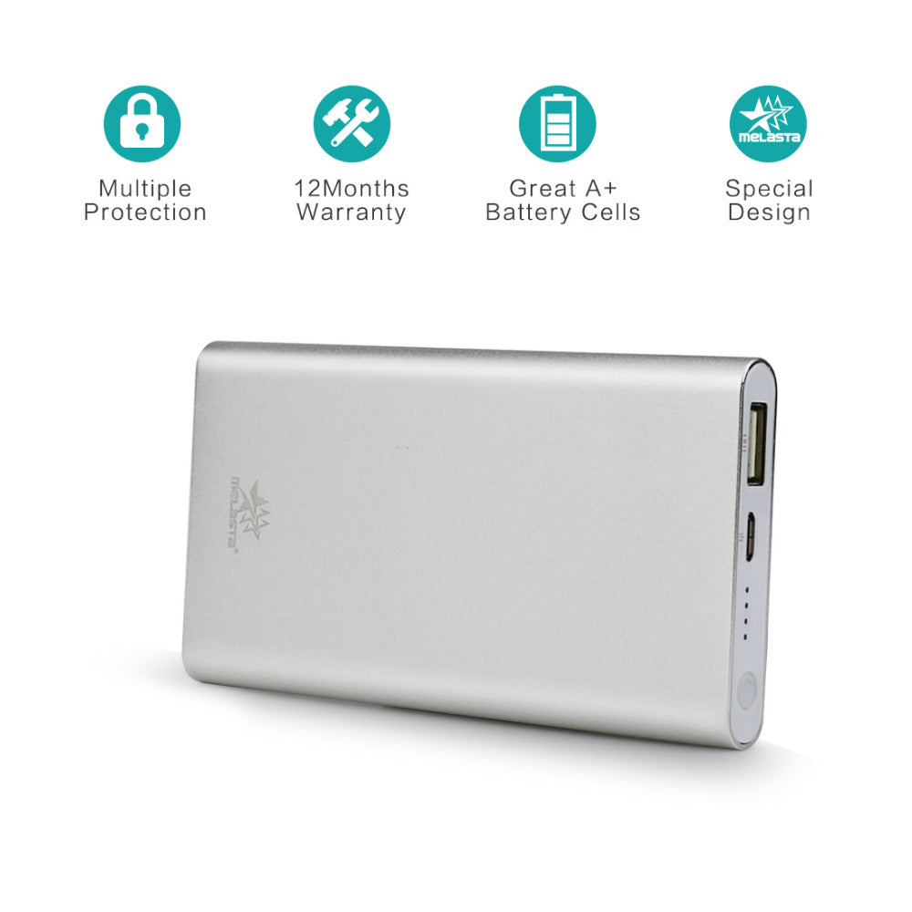 5000mah Silver Ultra-Slim power bank for cellphone