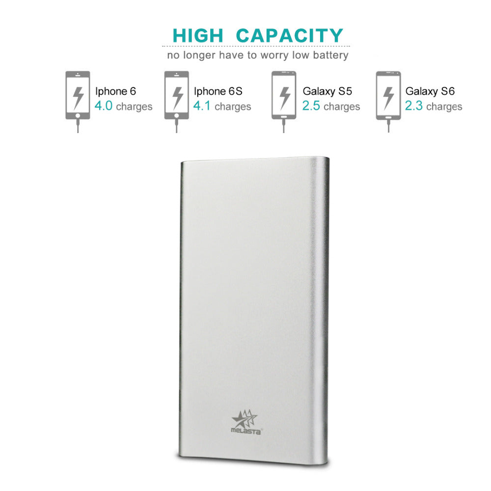 5000mah Silver Ultra-Slim power bank for cellphone