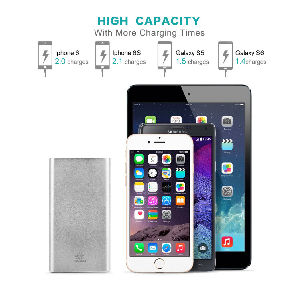 5000mah Silver Ultra-Slim power bank for cellphone