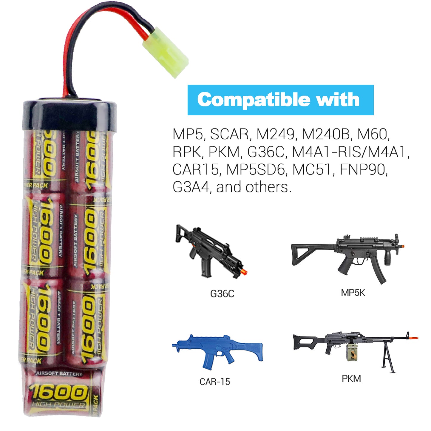 2PCS 7S 2/3A 8.4V 1600mAh NiMH Flat airsoft guns Battery