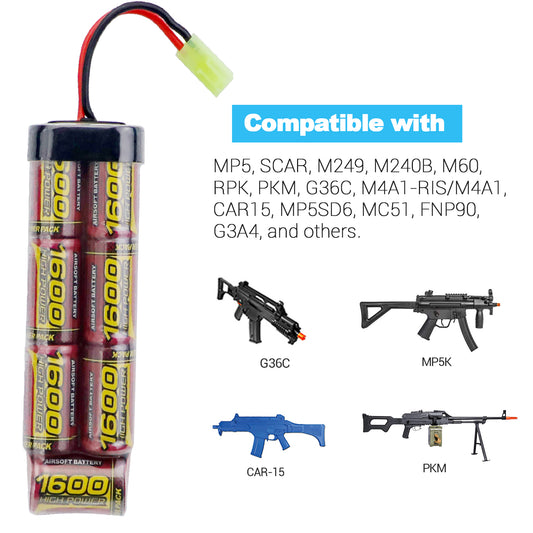2PCS 7S 2/3A 8.4V 1600mAh NiMH Flat airsoft guns Battery