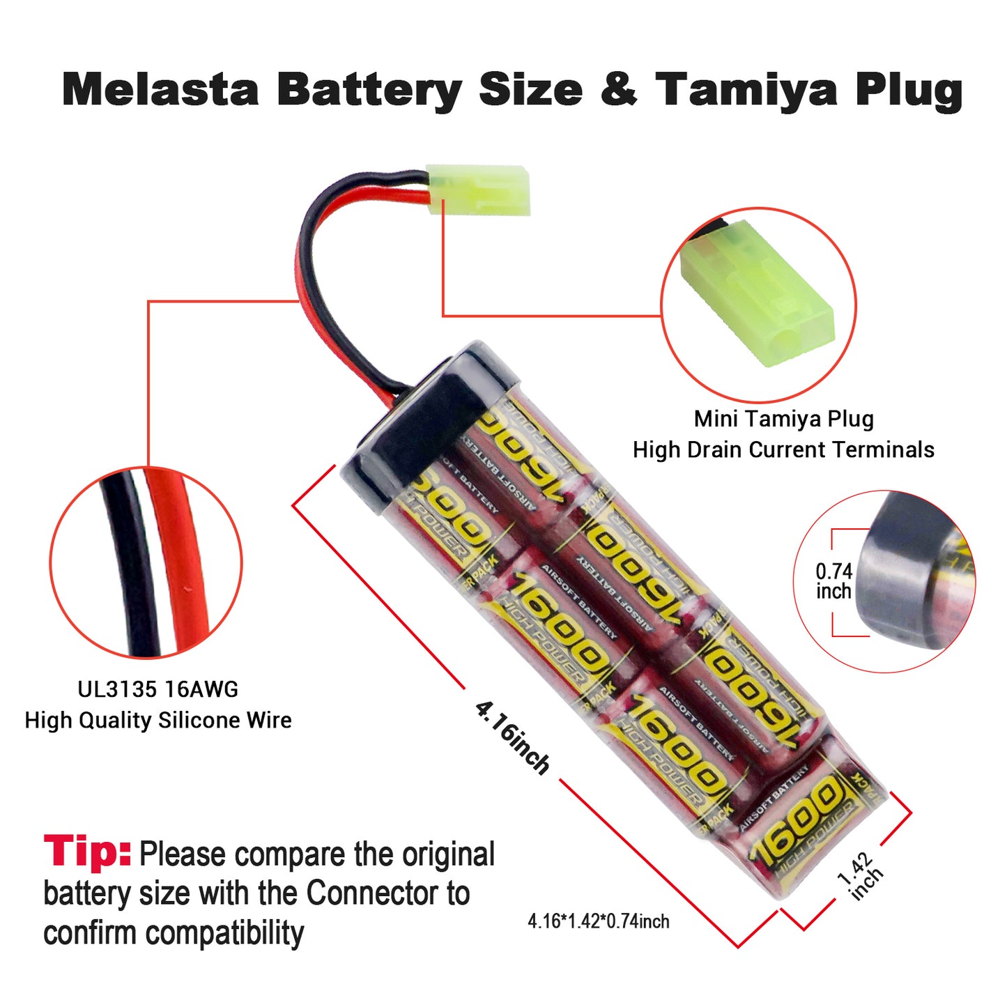 2PCS 7S 2/3A 8.4V 1600mAh NiMH Flat airsoft guns Battery