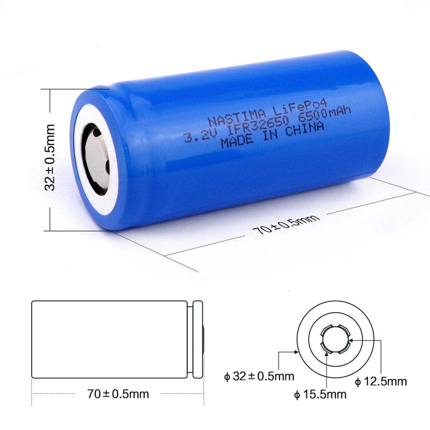 4pcs Lifepo4 32650 3.2V 6500mAh Rechargeable Battery