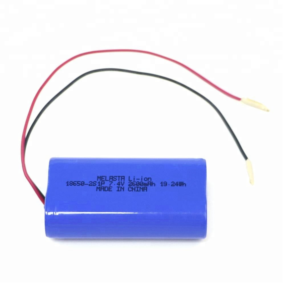 2 pack Li-ion 18650 7.4V 2600mAh Battery Pack for flashlight