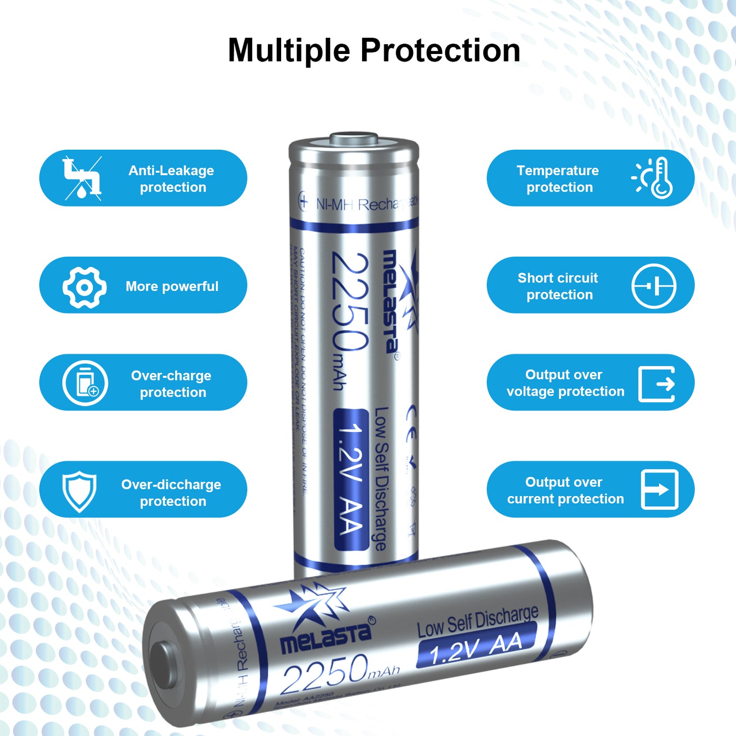 AA NIMH Rechargeable LSD battery 1.2V 2250mAh Low Self Discharge