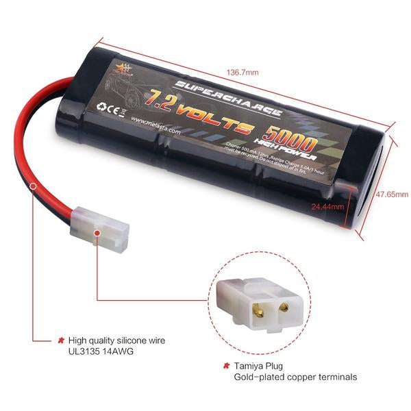 7.2V 5000mAh Ni-MH Battery with TA for RC Cars