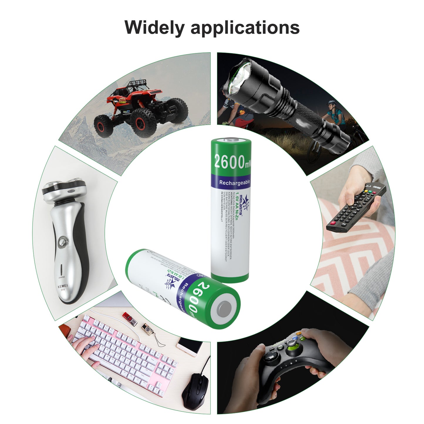8PCS AA 1.6V 2600mWh NIZN Rechargeable Battery with 1 USB Charger