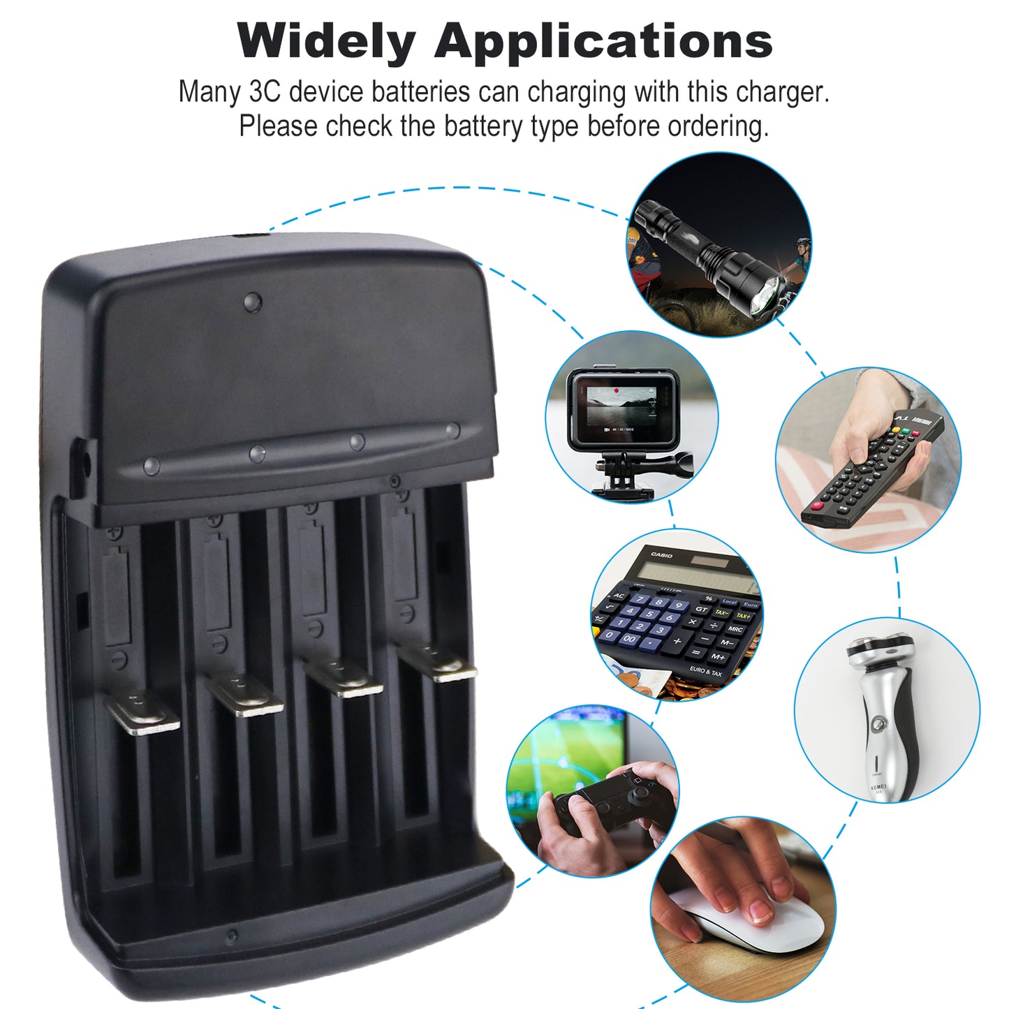 4 Slots Smart LED USB Ni-Zn LiFePO4 Battery Charger