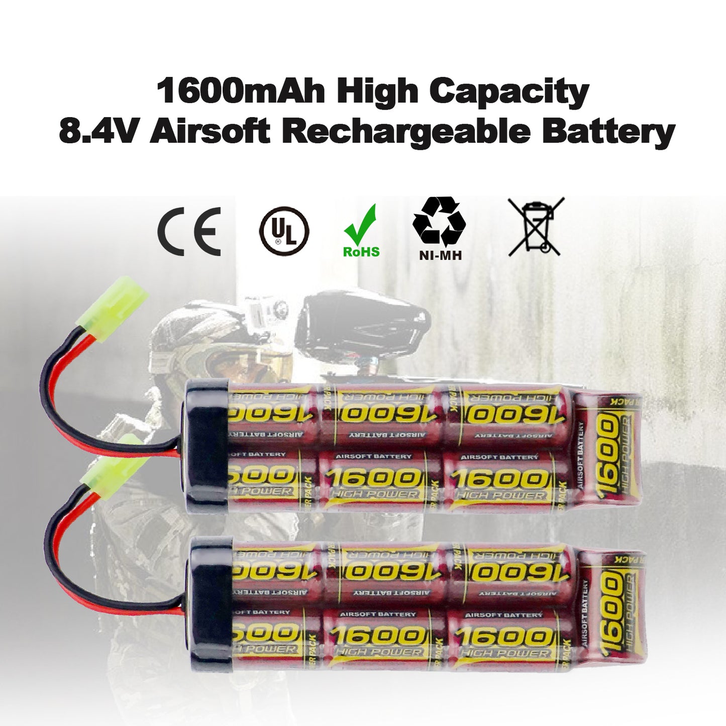 2PCS 7S 2/3A 8.4V 1600mAh NiMH Flat airsoft guns Battery