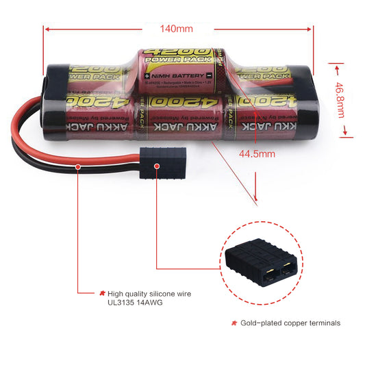melasta 8.4V 4200mAh 7-Cell Hump NiMH Battery Pack, Compatible with RC Racing Car