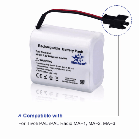 7.2V 2000mAh NiMH Radio Battery Pack for Tivoli PAL/iPAL Radio