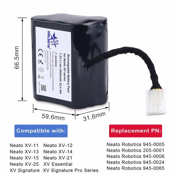 2 Pack 7.2V 4.5Ah Li-ion Battery for Neato XV XV-21