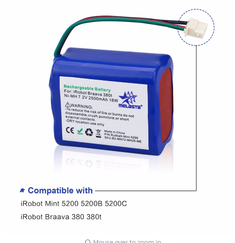 7.2V 2500mAh NiMH Battery for iRobot Mint 5200 Braava 380