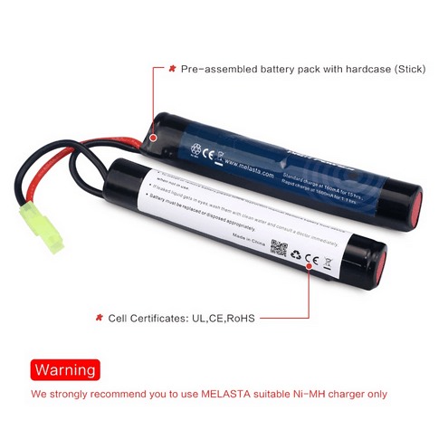 9.6V 1600mAh NiMH Battery for RC airsoft guns