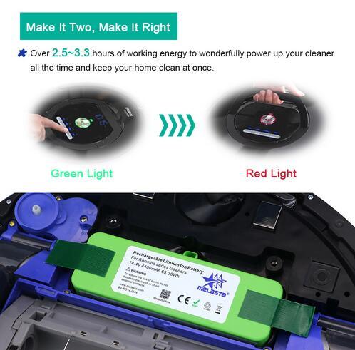 4.4Ah 14.4V Li-ion Replacement Battery for iRobot Roomba