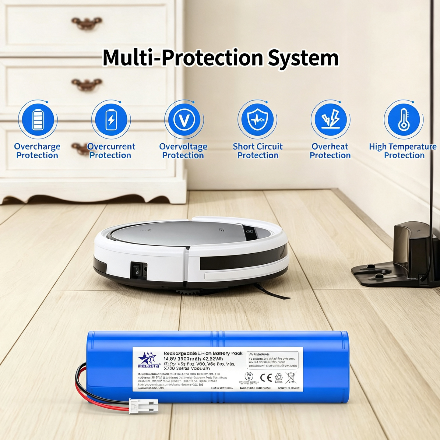 ILIFE V3sPRO/V8s/V80Max Replacement Battery 14.4V 2900mAh