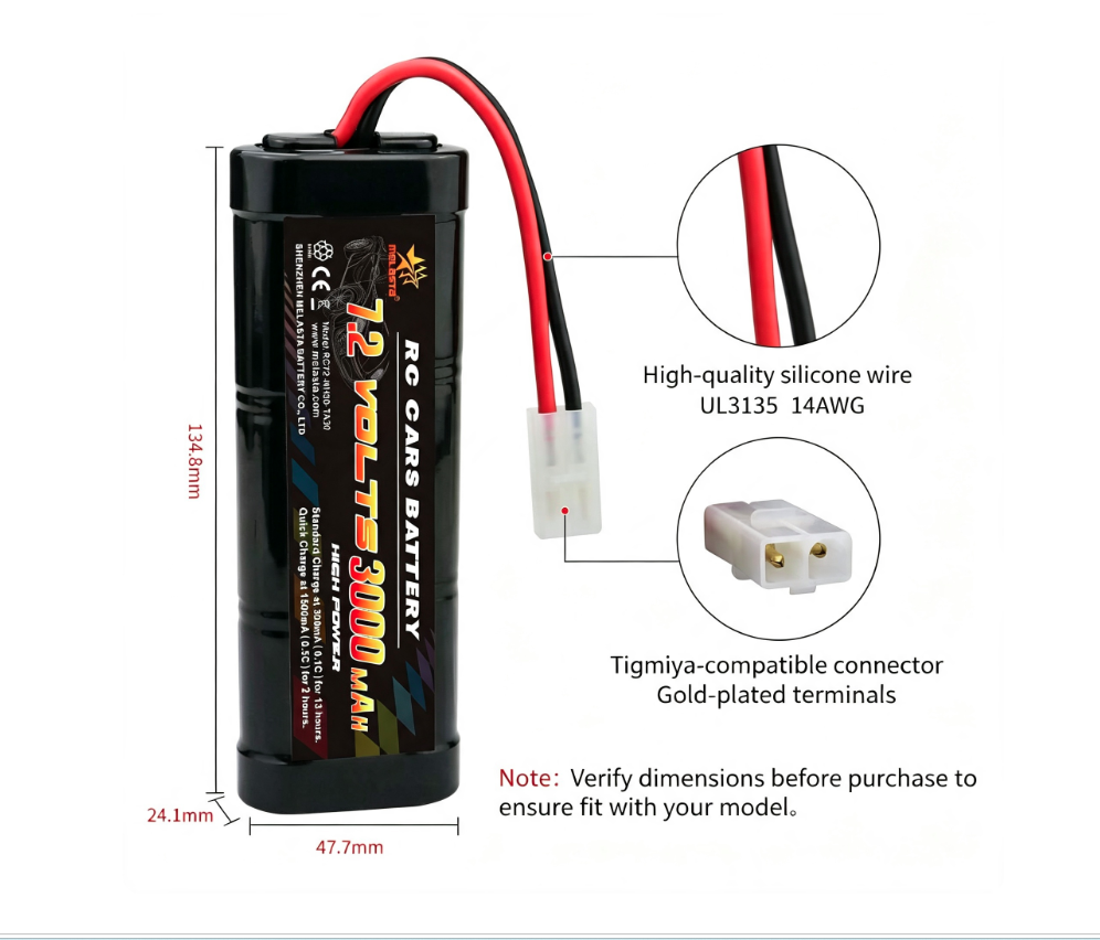 7.2V 3000mAh Ni-MH RC Car Battery with Tamiya Connector