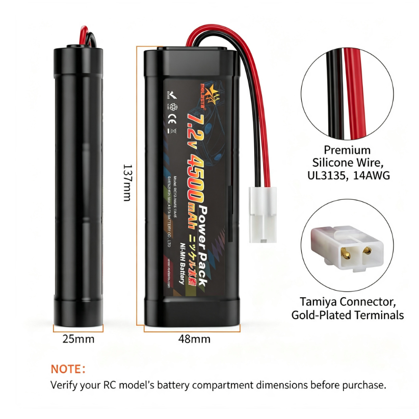 7.2V 4500mAh Ni-MH RC Battery with Tamiya Connector