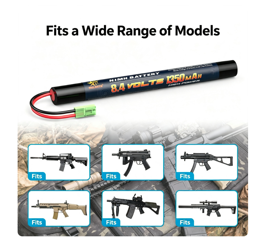 8.4V 1350mAh Ni-MH Airsoft Battery with Mini Tamiya Connector , Rechargeable Battery Pack for AK AEG Airsoft Guns