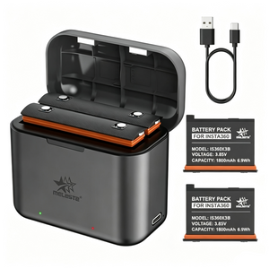 Insta360 X3 Battery Replacement ( 1800mAh, 2-Pack ) with Charger & USB-C
