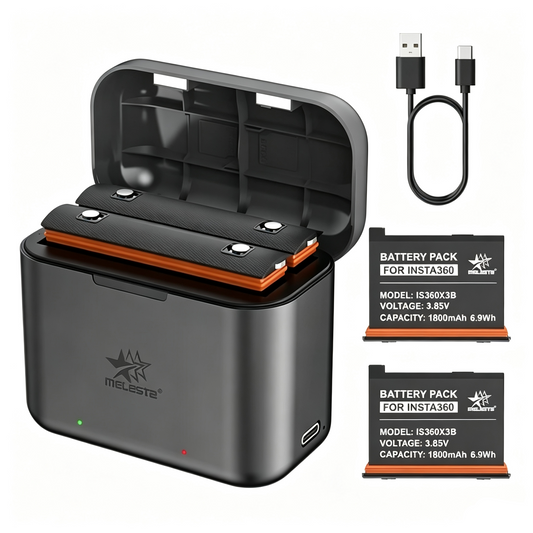 Insta360 X3 Battery Replacement ( 1800mAh, 2-Pack ) with Charger & USB-C
