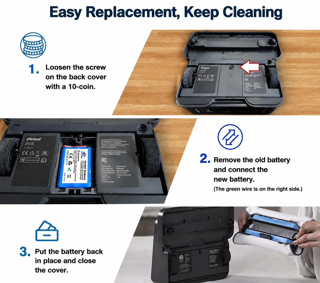 iRobot Braava 380T Battery Replacement ( 3.2Ah, 7.2V)