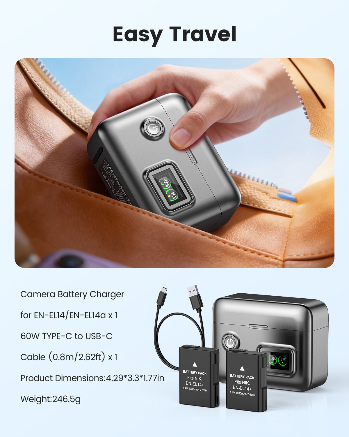 Nikon EN-EL14/14a Replacement Battery (2-Pack) and Dual Charger