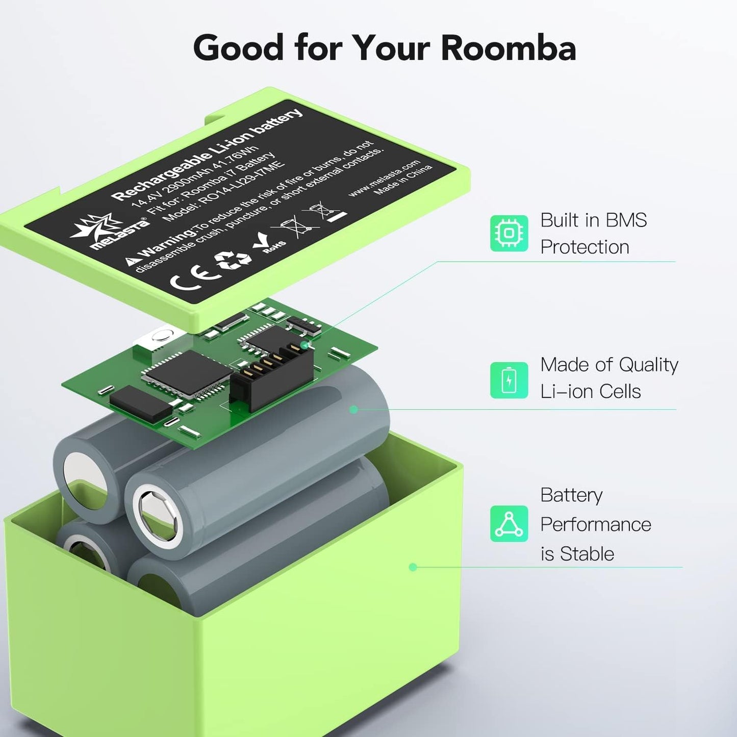 Roomba i7/i3/i6/j7 Replacement Battery  14.4V 2900mAh