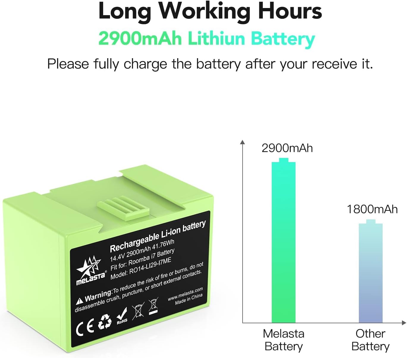 Roomba i7/i3/i6/j7 Replacement Battery  14.4V 2900mAh