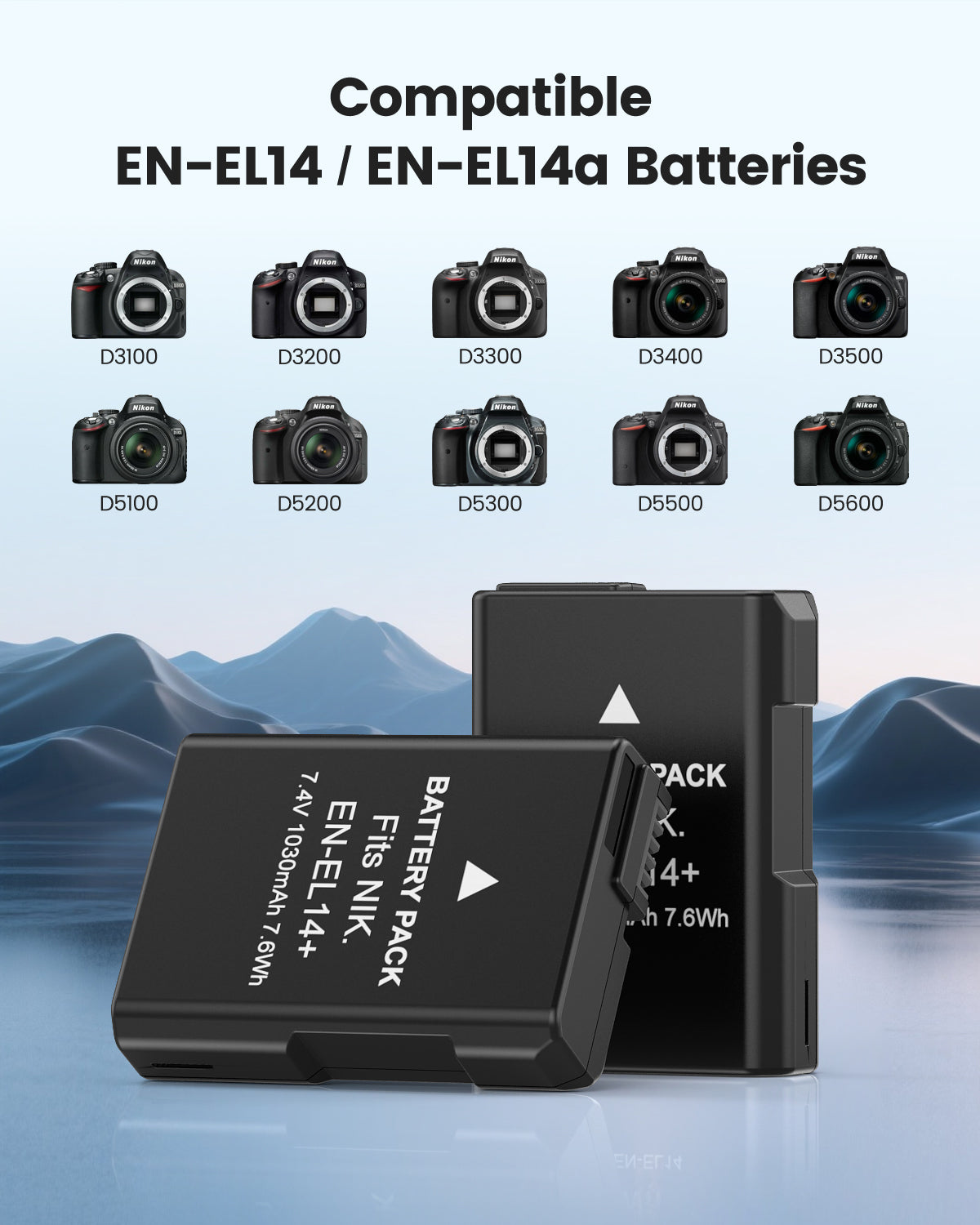 Nikon EN-EL14/14a Replacement Battery (2-Pack) and Dual Charger
