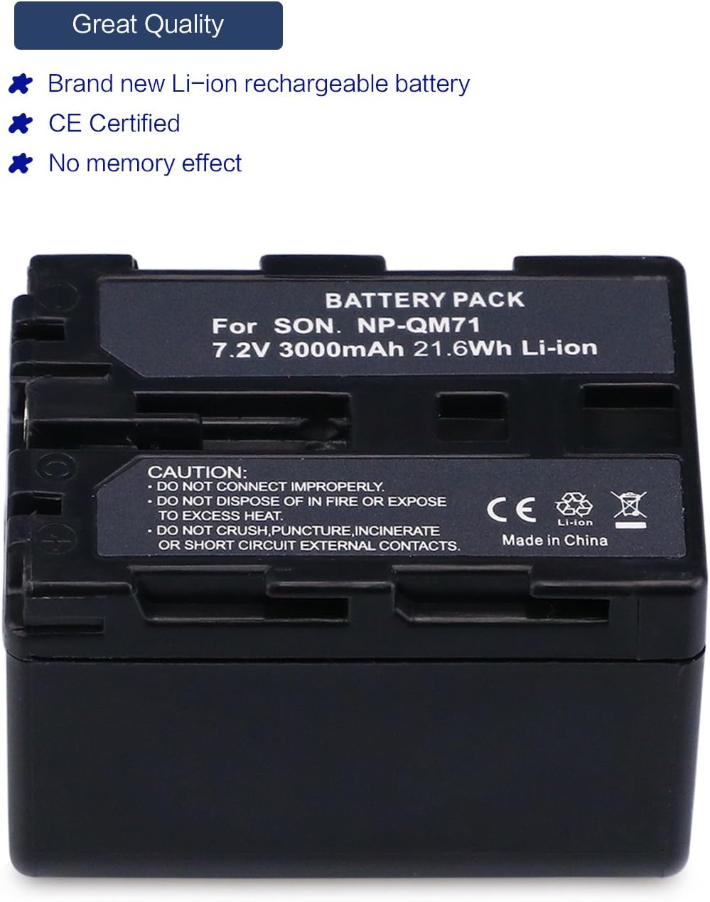 Sony NP-QM71 Replacement Battery (7.2V ,3000mAh)  Li-ion Battery